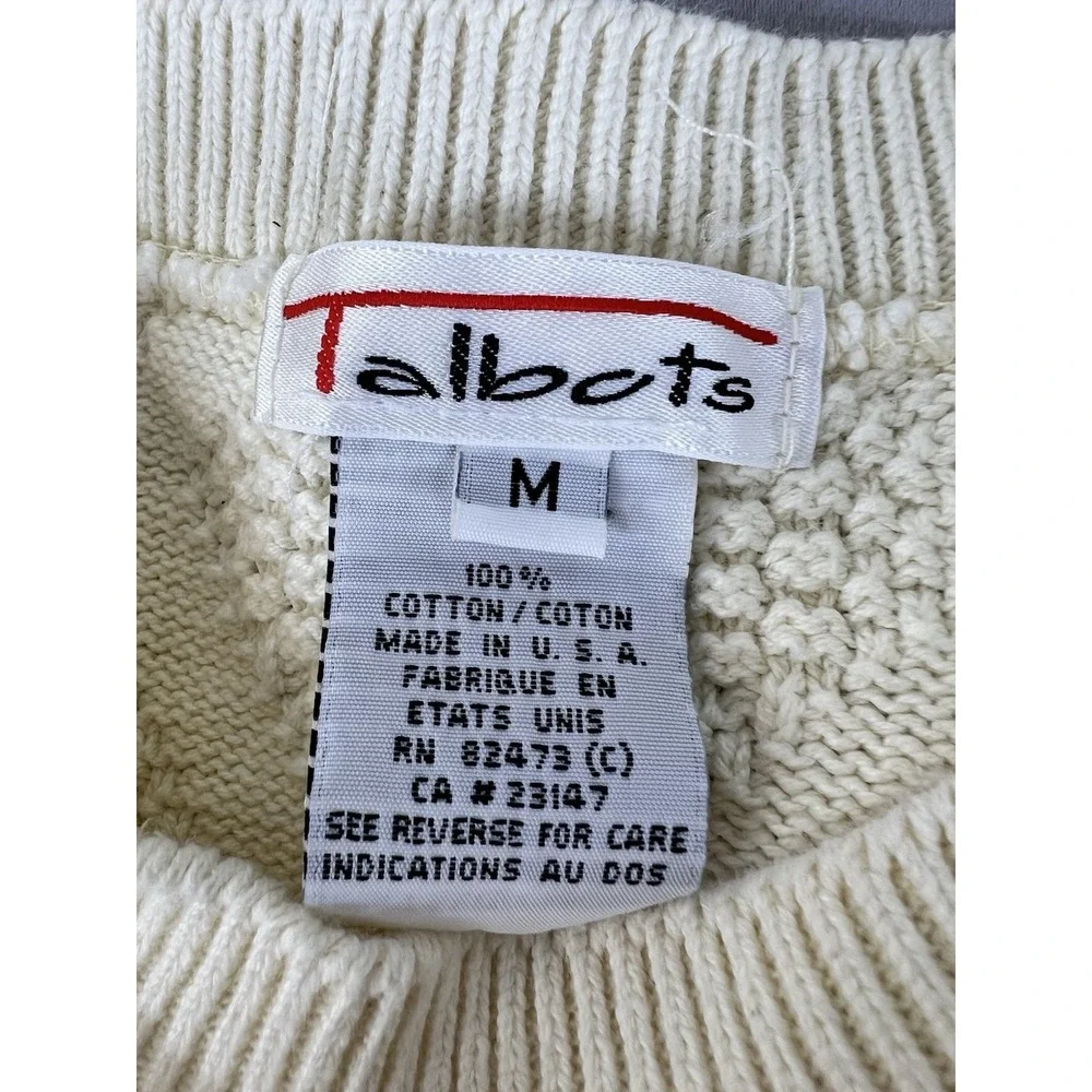 Vintage Talbots Ivory Rombo Women's Sz Medium Made USA ‎ Y2K